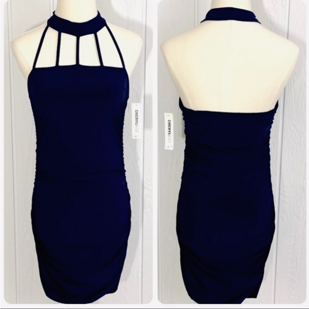 Cheryl’s Navy Blue Halter Dress Junior Girls XL (16) / ~ Women’s XS